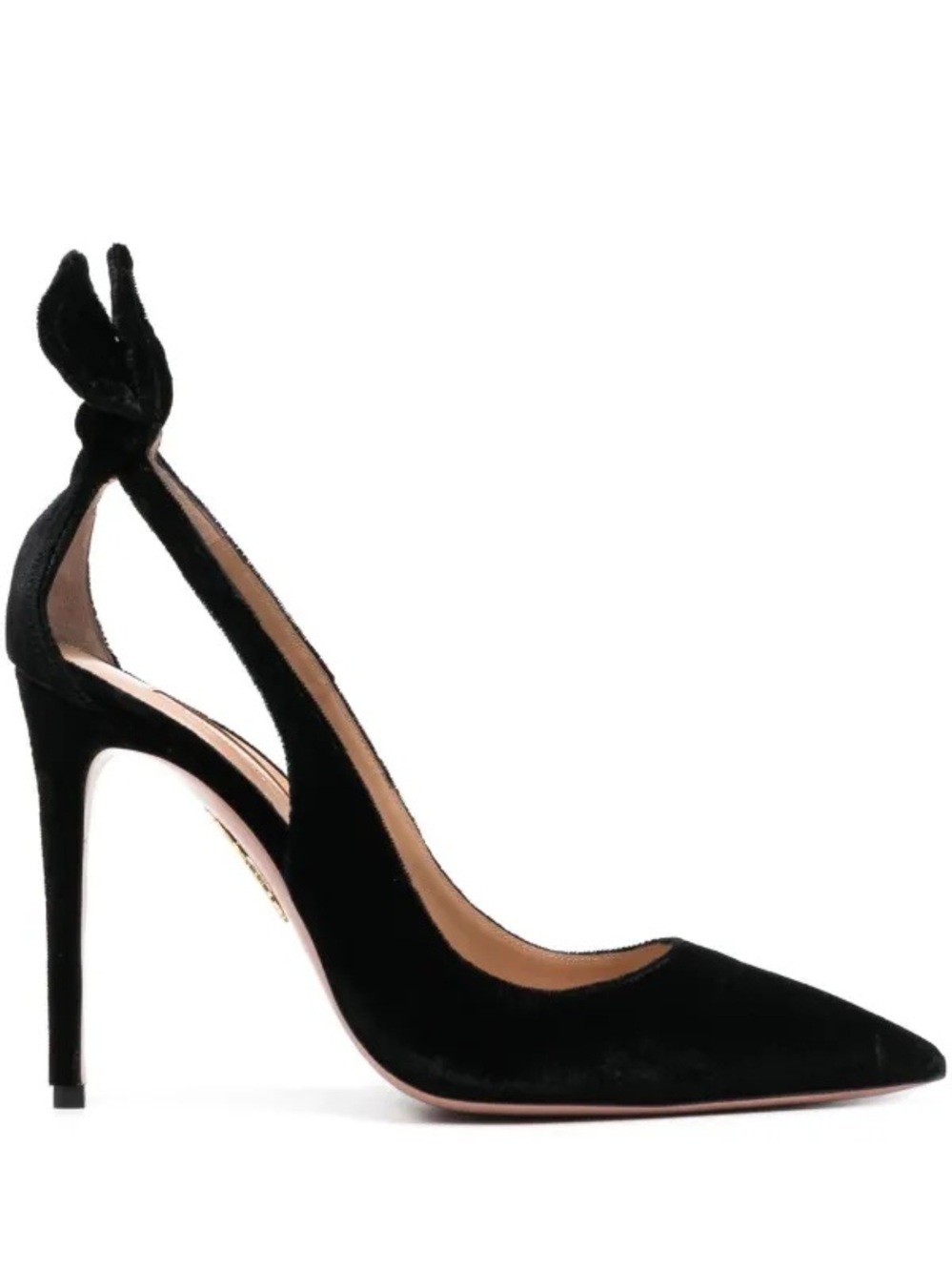 Like New AQUAZZURA Deneuve Bow Tie 105 Velvet pumps 37.5 $980